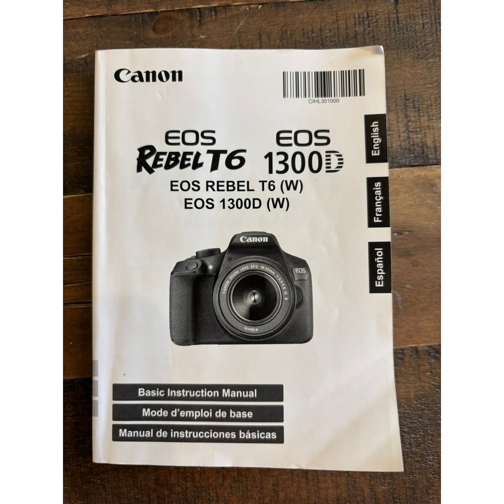 Canon EOS Rebel T6 1300D Instruction Manual OS White Good Multilingual Guide